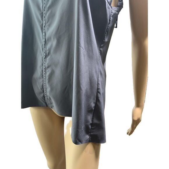 SKORO Gray Sleeveless High Neck Button Front Detail Tank Top Size Small - Picture 9 of 15